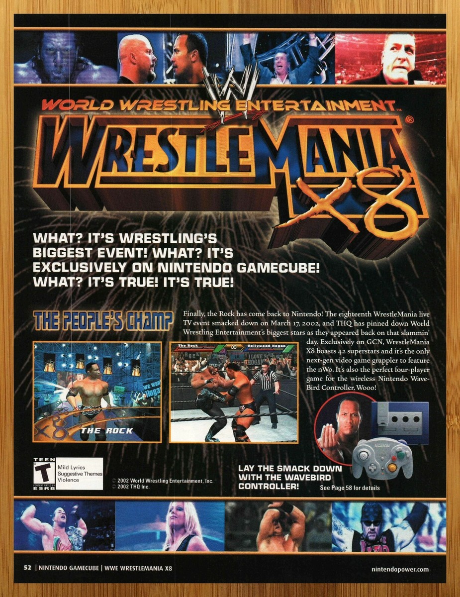 2002 WrestleMania X8 Gamecube Print Ad/Poster Authentic Video