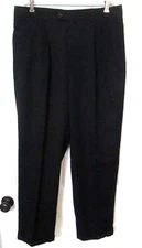 Bergamo New York 32" x 29" Black 100% Wool Pleated Dress Pants