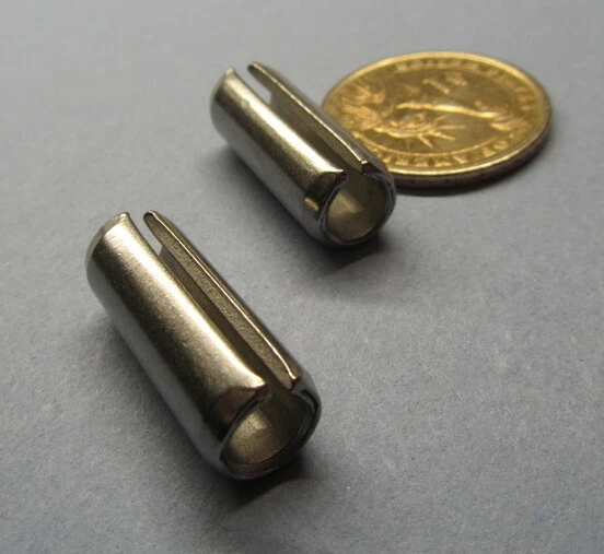 18-8 Stainless Steel, Slotted Roll Spring Pin, 3/8" Dia x 1.00" Length, 10 pcs