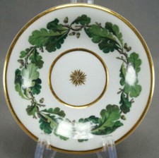 KPM Berlin Hand Painted Green Oak Leaves & Acorns Saucer C. 1820 B