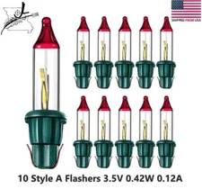10 SLOW Flasher Style A Mini Bulb Flashers Christmas Tree Lights 0.42W 3.5V 0.12