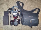 Minolta Maxxum 9xi Slr Camera W/ Extra Flash & Carrying Bag