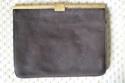 VINTAGE 30er Jahre KORET braune Wildleder Leder Clutch Tasche RAR