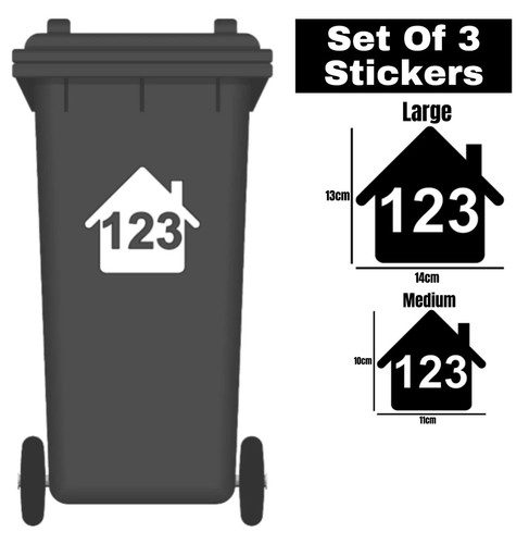 3 x Wheelie Bin House Road Numbers Stickers Street Name Wheely Dustbin Sticker - Picture 10 of 11