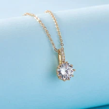 Woman Necklace Cubic Zircon Pendant Gold Plated Stainless Steel Women Chain