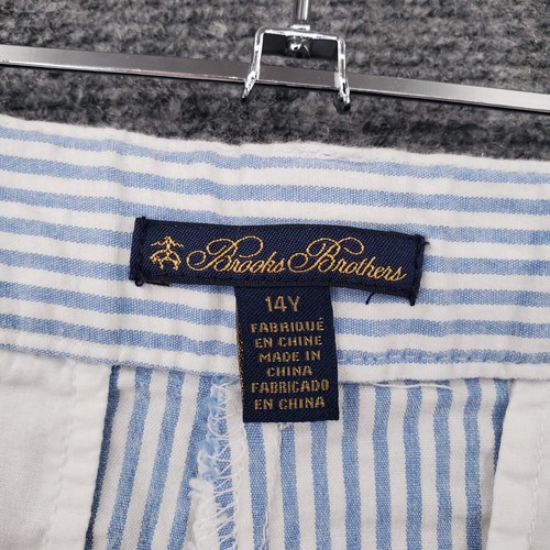 Brooks Brothers Shorts Boys 14Y Youth Blue Seersucker Striped Stretch Flat Front - Picture 10 of 15