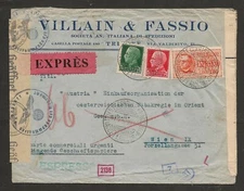 Italy 1942 Nazi Censor Express Post Cover to Austria
