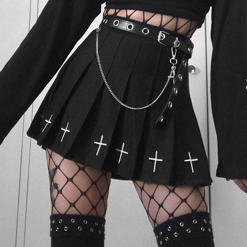 Gothic Vintage Karo Minirock Strapshalter Plissee A-Linie Röcke HighWaist - Bild 12 von 16