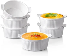 Delling Ramekins with Handle, 6 PACK Soup Bowls for French Onion Soup, Pot Pie,