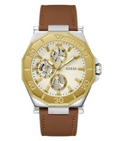 Guess Herren Multifunkion Armbanduhr Prime Braun, Gold 46 Mm GW0704G1