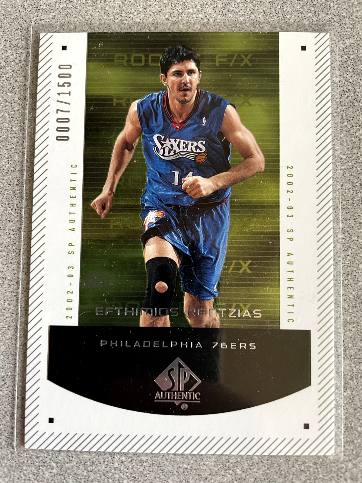 2002-03 SP Authentic Efthimios Rentzias Rookie F/X Card /1500 #185 76ers