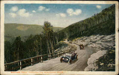 US Vintage Postcard ~1916 Mohawk Trail Mass. Berkshire Hills Car Road Auto color