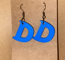 Letter D” Wood Earrings (Blue)