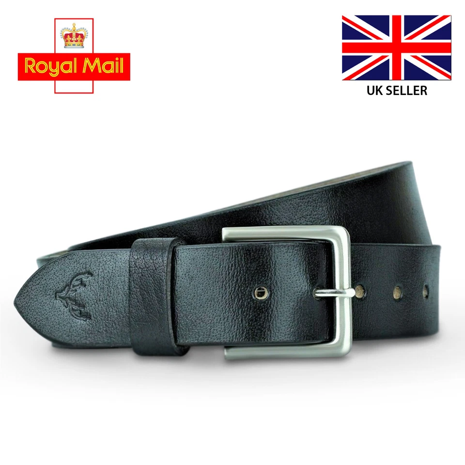 Genuine Leather Mens Belt Belts Real New Buckle Trouser Sizes Jeans Brown Black