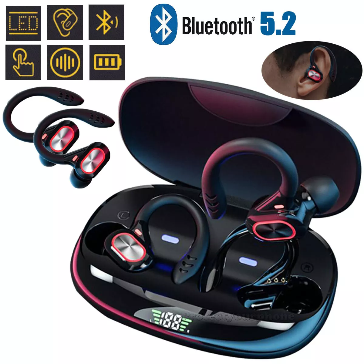 For iPhone 15 14 13 12 11 Pro XS Max Bluetooth Headset Wireless Earbud  Headphone