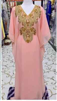 Marokkanisches langes Abaya Rosa Neu Stilvoll Kaftan Maxi Dubai Farasha Kleid...