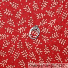 BonEful Fabric FQ Cotton Quilt Red Maroon Xmas Tree Star Dot Holiday Country USA