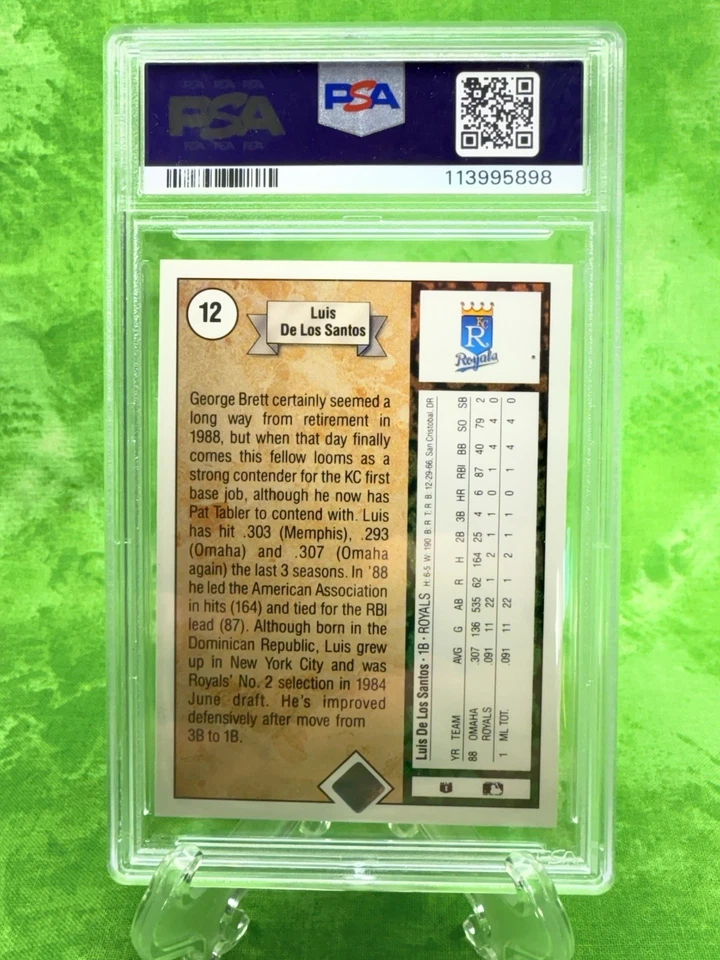 Luis De Los Santos - Star Rookie - 1989 Upper Deck #12 Kansas City Royals PSA 6 - Image 2 of 4