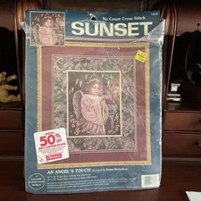 SUNSET 1995 No Count AN ANGEL'S TOUCH 17X19 Cross Stitch Kit NEW Opened 