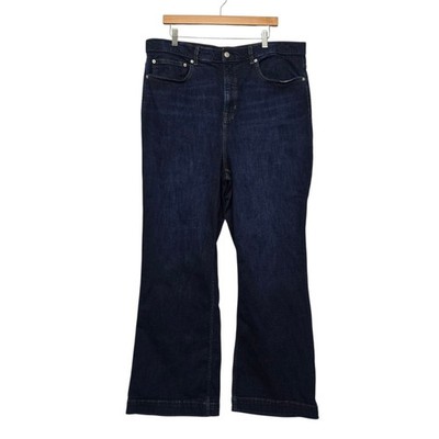 Spanx Flare Jeans Dark Wash Indigo High Rise Shaping Denim Plus Size 24