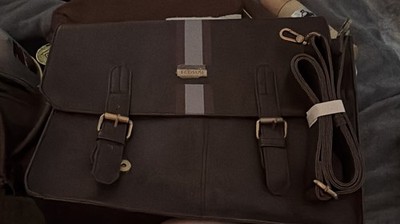 ECOSUSI Brown Synthetic Leather 15'' Laptop Messenger Bag Padded