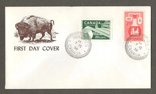 Canada first day cover,   Lecner Buffalo Cachet, 1956 Paper& chemical [722