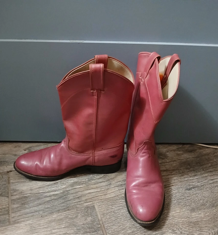 Botas de caubói rosa femininas tamanho 10 - Imagem 3 de 4