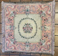 BEST OF FLANDERS Belgium Tapestry Throw SAVONNERIE II Flemish Lap Blanket 50" SQ