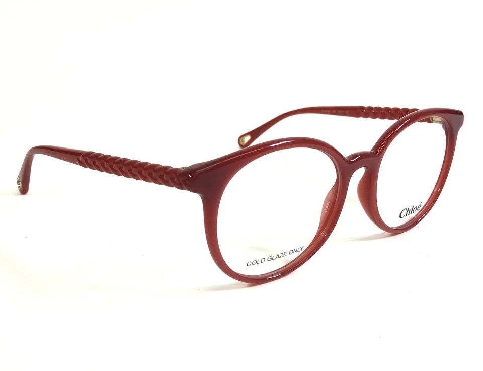 Monturas para gafas Chloe CH0006O 008 rojo pulido borde completo redondo 52-17-145 Foto 2 de 4