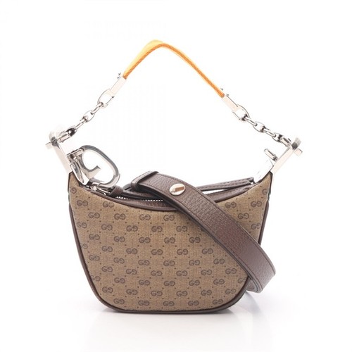 Gucci Micro GG Sherry Line Women's Handbag Leather Brown