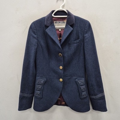 Joules Sinnington blau marineblau Wolle Tweed Rennen Hacking Blazer Jacke Gr Uk 10