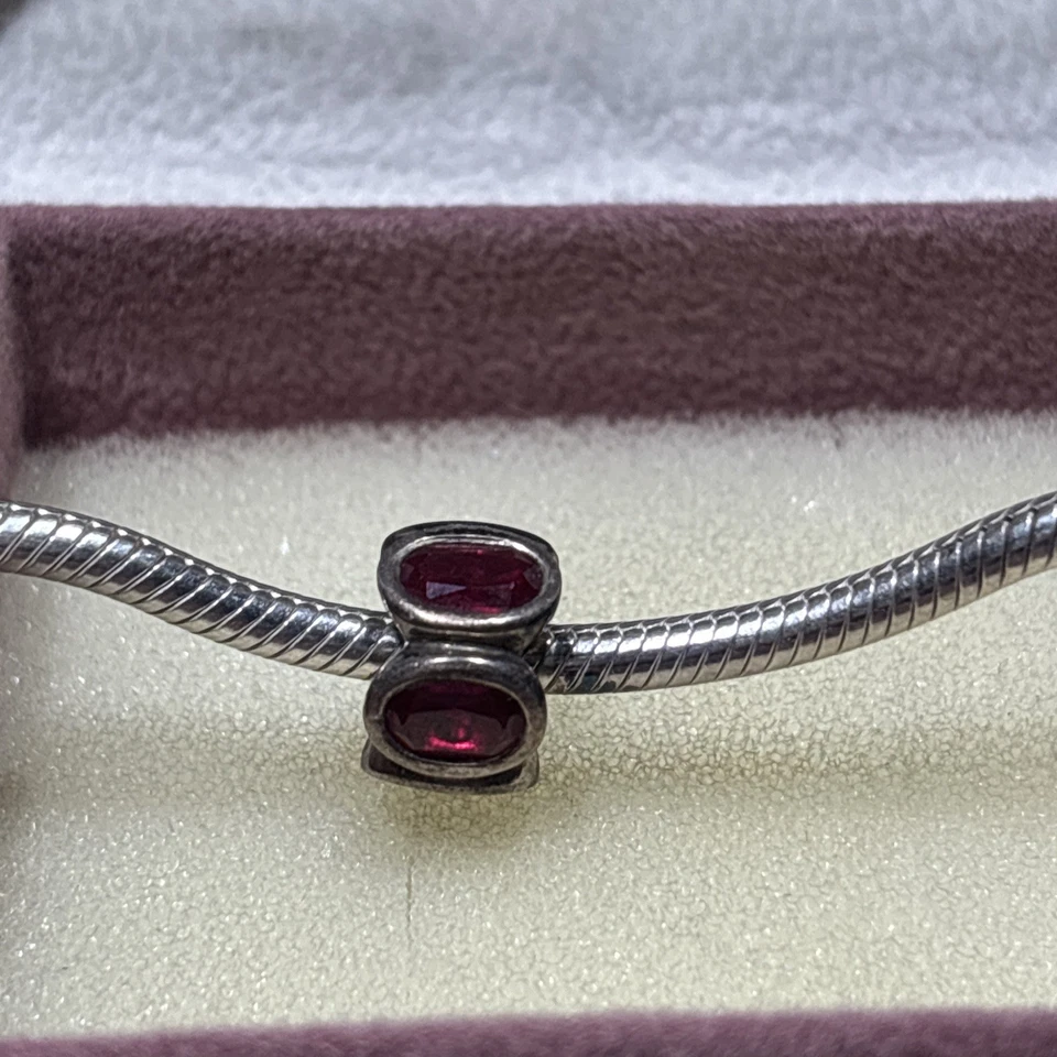 Pandora Retired Sterling Silver with Synthetic Ruby Oval Lights Bead - 790311SRU - Image 3 of 4