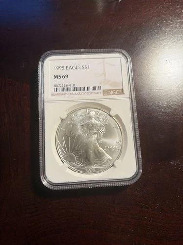 1998 $1 American Silver Eagle NGC MS69 Brown Label