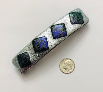 Dichroic Fused Glass Hair Barrette Handmade by Janet Wolery - 4 - MOON ROCKS