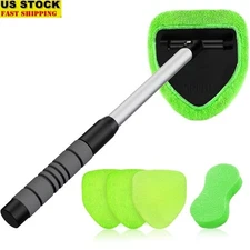 Auto Windshield Cleaner Extendable Tool Streak Free Nano Fiber Cloth Kit New