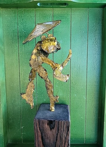 Brutalistische Kupfer Messing Skulptur Metallkunst signiert Larry Pogue 1997 Pfeife smoking pipe - Bild 1 von 24