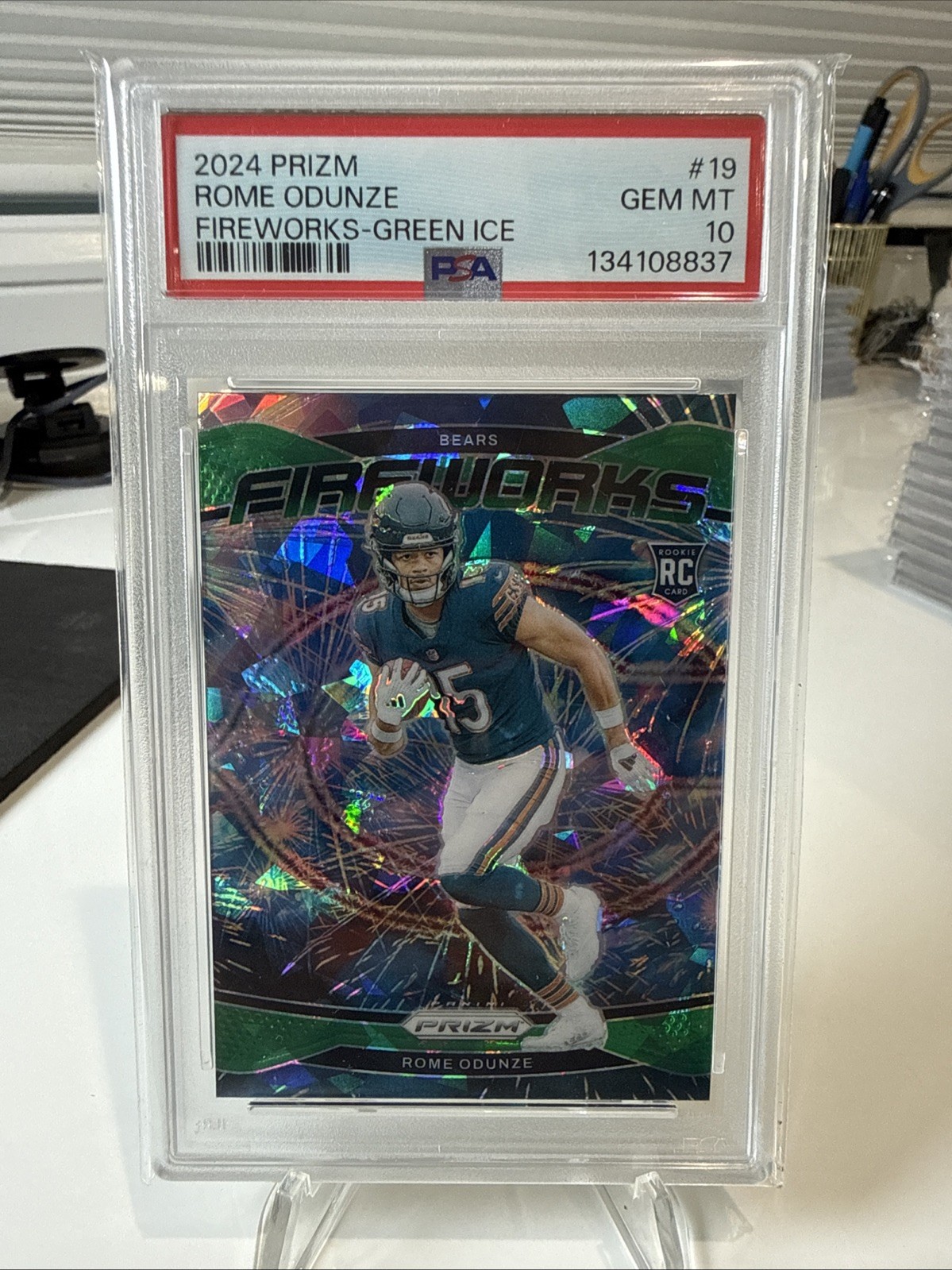 Rome Odunze Panini Prizm Fireworks #19 Green Ice