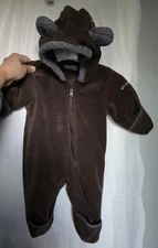 Columbia Tiny Bear II Bunting Kids 3-6 Months Infants Fleece One Piece Brown