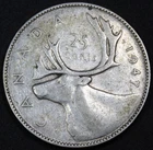 1947 Dot 25 Cent Canada Low Mintage Very Fine Plus Plus KM 35 Free Shipping