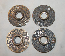 4 Antique Victorian Eastlake Escutcheon Rosettes Brass Door Plates Backplates