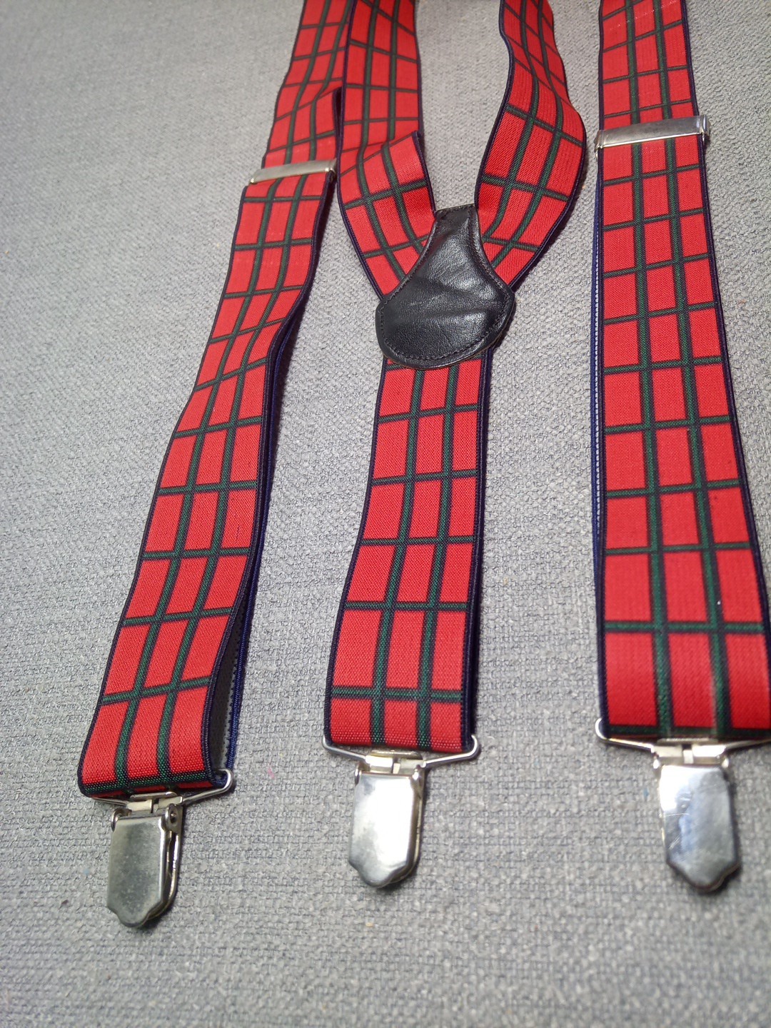 Men's Red/Green Elasticated Adjustable Braces 3-C… - image 1