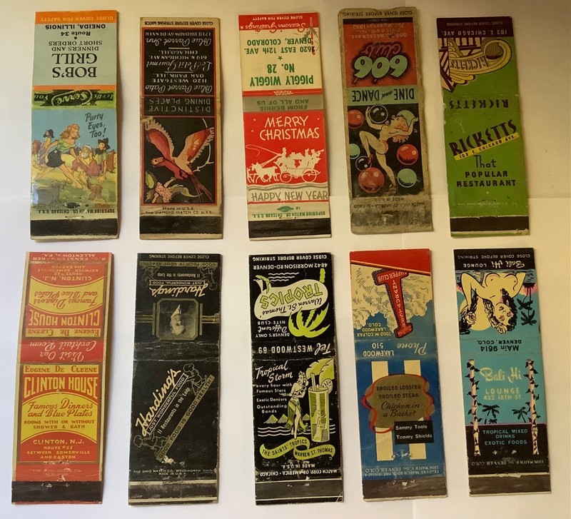 1930-40’s Variant Matchbook Flats 1.5” FS Lot (10) Misc. Awesome! ~LOOK~