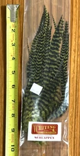 Whiting Schlappen 6"-10", Grizzly dyed Olive, Fly Tying