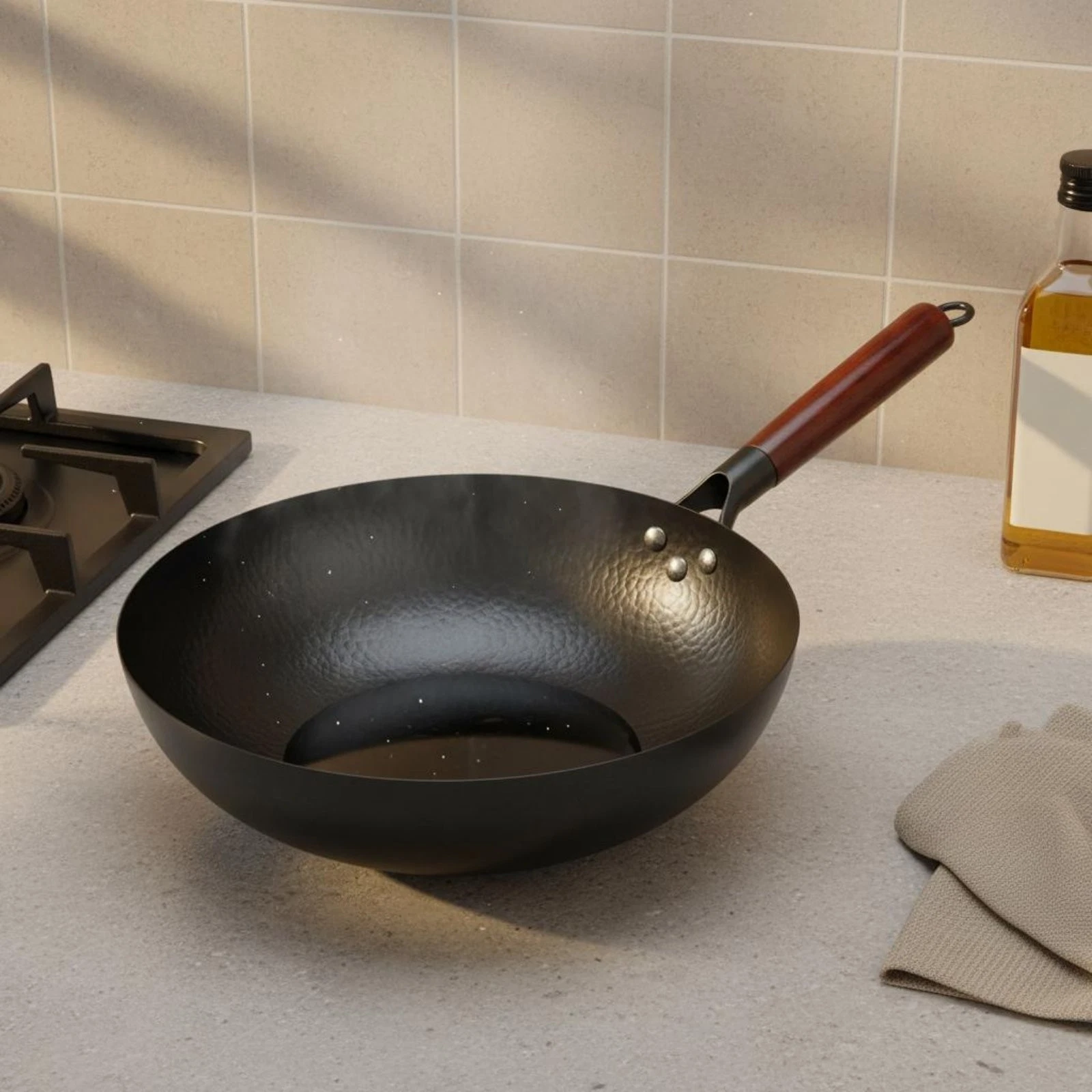Hand Hammered Wok Non-Stick Cookware Less Smoke for Kitchen
Opens in a new window or tab