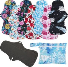Reusable Menstrual Pads 7 in 1 , Bamboo Cloth Pads for Heavy Flow with Wet Bag,