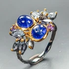 Fine Art Jewelry Blue Sapphire Ring 925 Sterling Silver Size 8 /R466913