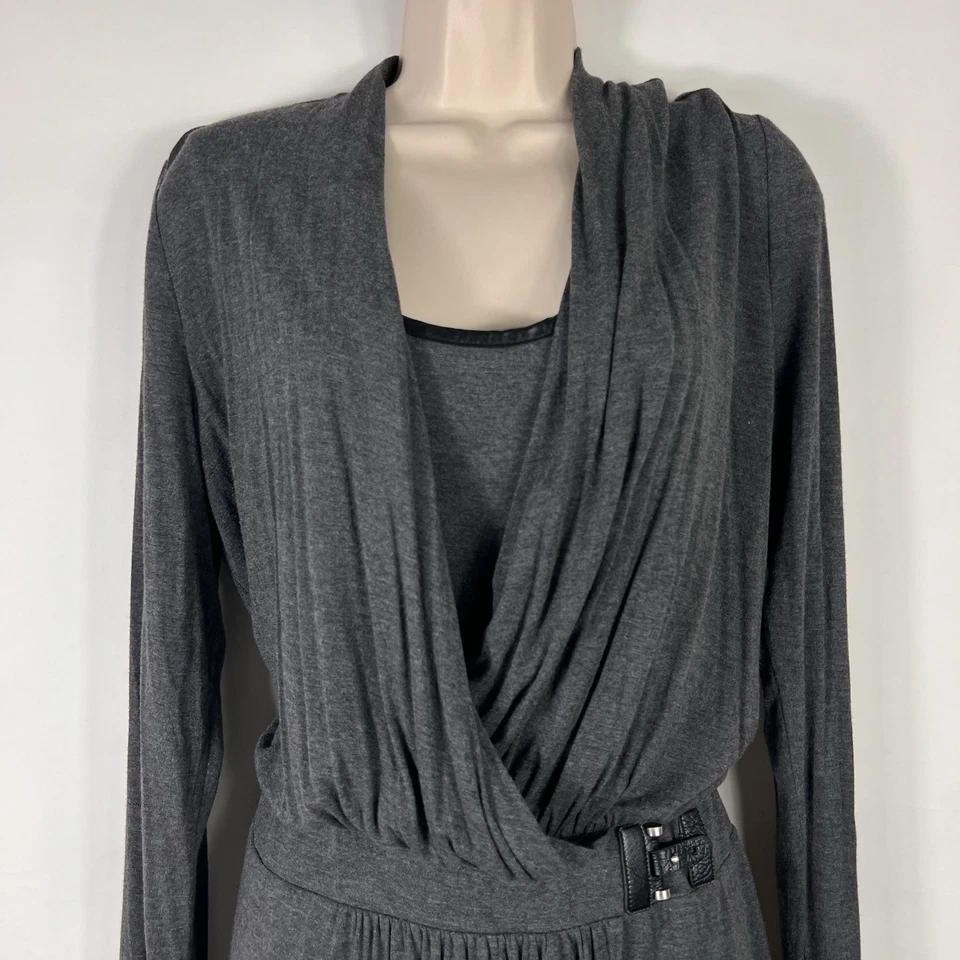 Vestido WHBM para mujer talla 8 hasta la rodilla manga larga look en capas línea A elástico Foto 2 de 4