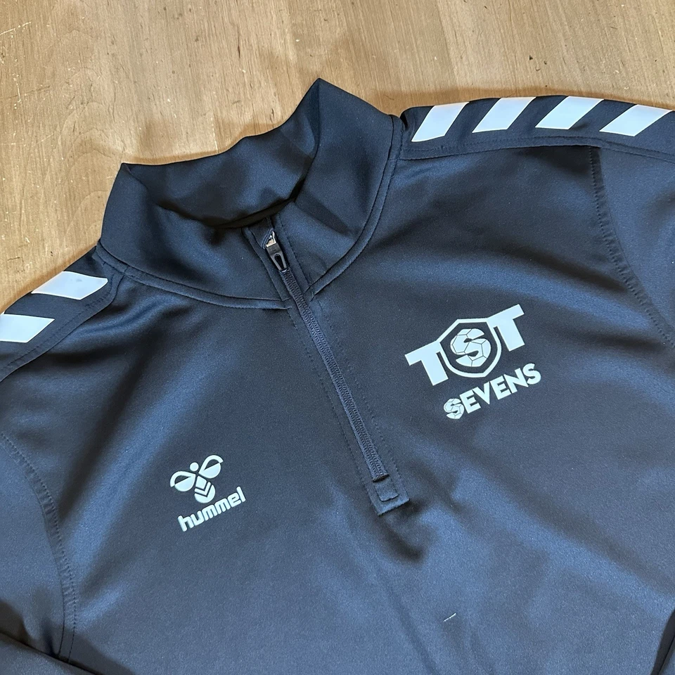 Pullover Hummel 1/4 Cremallera Para Hombre Grande Negro Manga Larga TST Sevens Beecool Foto 4 de 4