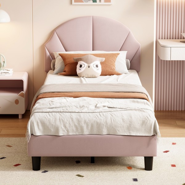 90*190Cm Kinderbett Polsterbett Einzelbett Bettgestell Mit Lattenrost Jugendbett-image