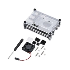 9-Layer Acrylic Case with Cooling Fan & Heatsink for Raspberry Pi 4B A